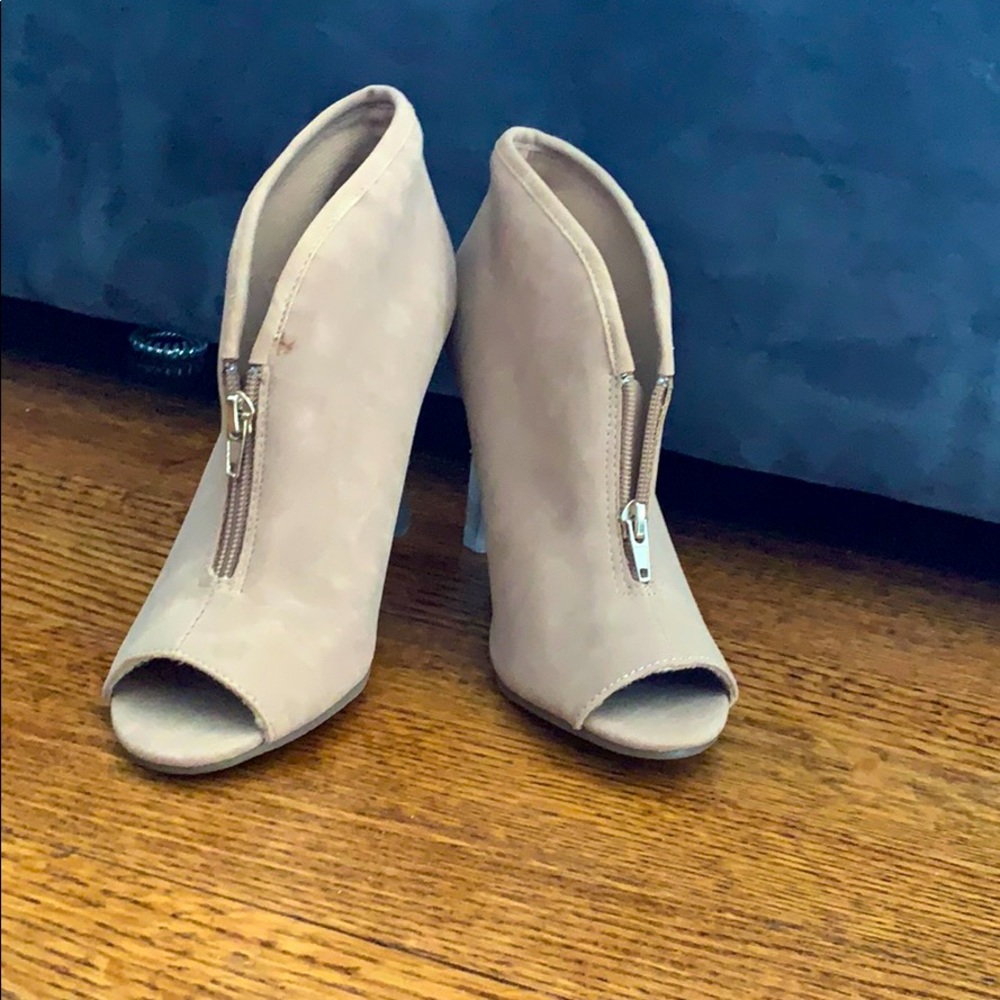 Nude suede heels